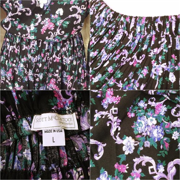 Vintage '87 Scott McClintock 2-pc Set Victorian Lace Blouse Skirt Dark Floral - Picture 10 of 12